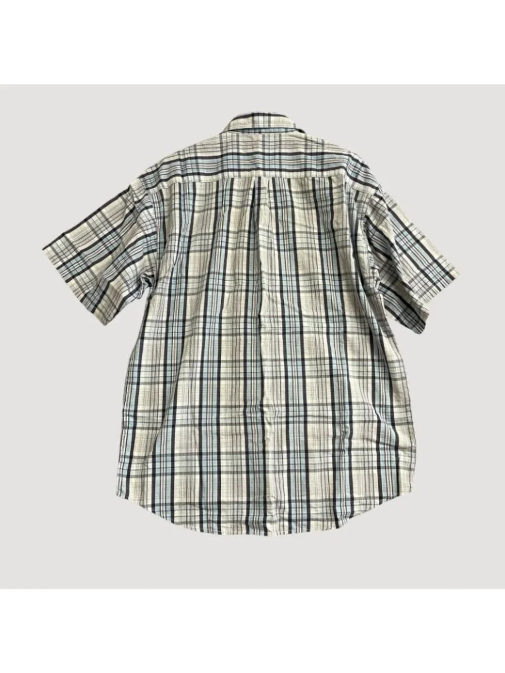 Jeep Men's L Plaid Button-Down Short-Sleeve Shirt Blue & White Casual Wear P0305